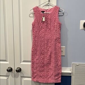 Talbots Pink Lace Midi Dress